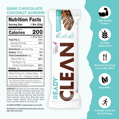 Image of Ready Protein Bars, Dark Chocolate Almond, 15g Whey Protein, 12 Ct