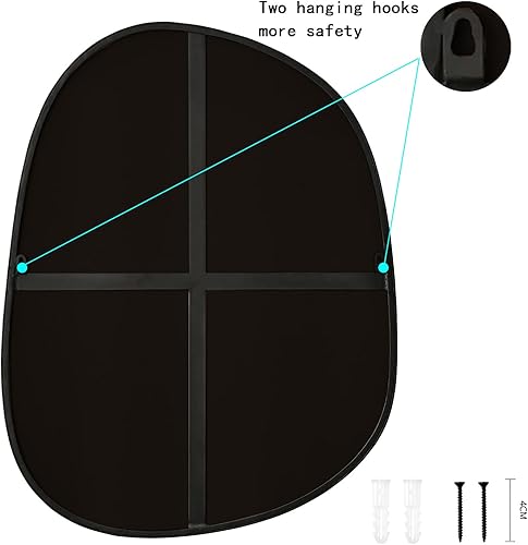 Miniatura 4 de Espejo de pared asimétrico para decoración de 27 x 35 pulgadas, moderno espejo de pared con marco negro para sala de estar, baño, dormitorio,