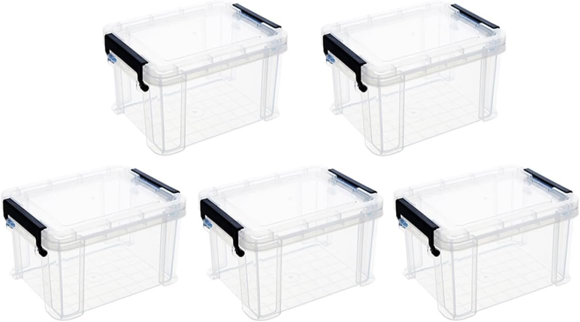 5pcs Mini Plastic Storage Boxes with Lids Portable Small Organizer Bins for Home and Office and Craft Storage