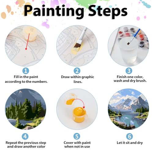 Landscape Paint by Numbers for Adults, Painting by Numbers for Adults, Landscape Paint by Numbers Kits for Gifts and Home Wall Decor 12x16 Inch