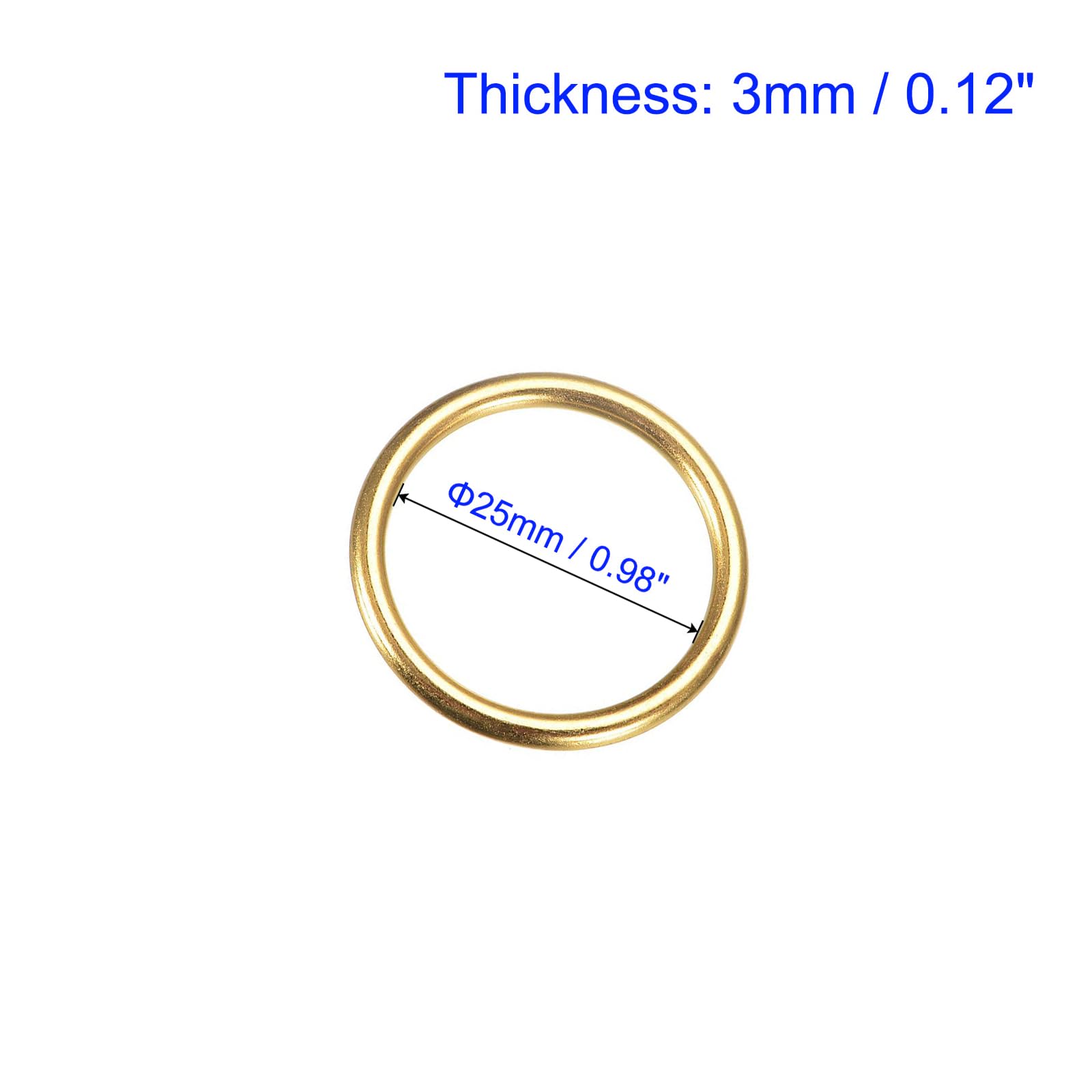 MACHSWON Zinc Alloy O Rings 25mm(1") ID 3mm Thick Multi-Purpose Welded O Buckles Heavy Duty Smooth Solid Ring for Bag Straps Belts Pet Leashes and DIY Crafts Gold 10pcs - Image 3