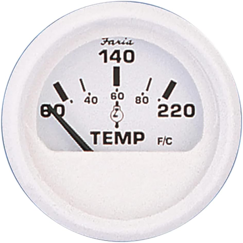 Faria Beede Instruments Faria 13113 Dress Head Cylinder Head Temperature Gauge with Sender - White, 2"
