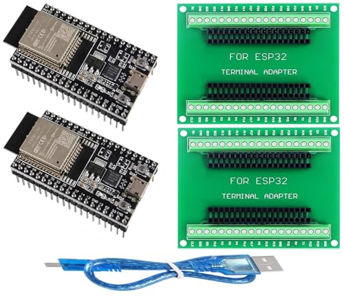 DUBEUYEW ESP32 ESP32 WROOM 32D ESP32 V4 Modul 2.4GHz Dual Mode WiFi+ Bluetooth Dual Cores Microcontroller Processor, con un Placa Breakout (32D Conjuntos Combinados) (Juego 32D*2)