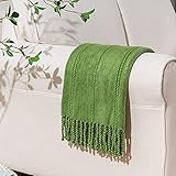 Battilo Home Green Throw Blanket Fall Throw Blanket Farmhouse Blanket with Handcrafted...