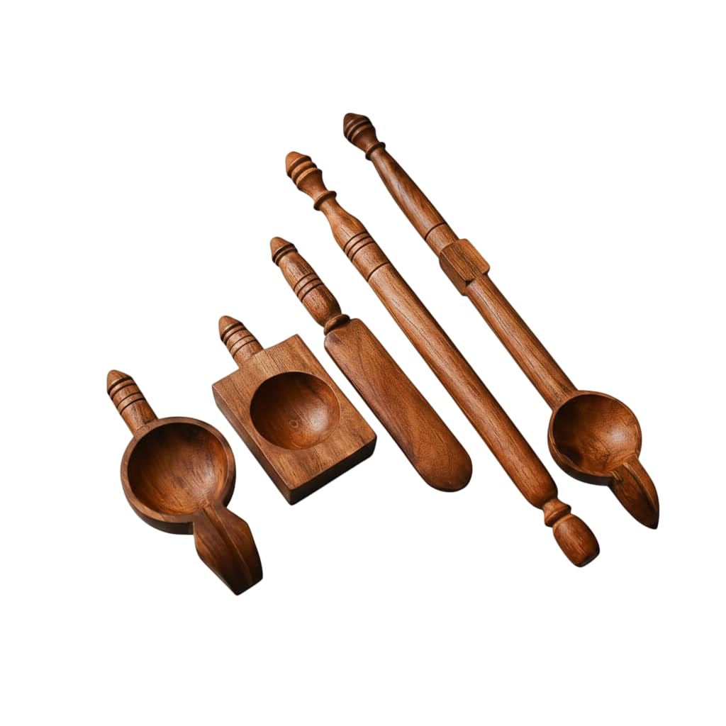 Northroot Sheesham Wood Havan Set | Panch Patra, Suchi, Sruva, Pranita & Prokshani | Wooden Yagna Pooja Samagri Set-picture-22