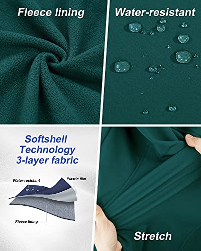 Outdoor Ventures Softshell Weste Damen Ärmellose Jacke Laufweste Leicht Winddicht Warm Fleeceweste Stehkragen Sport Golf Weste mit 4 Taschen für Wandern Camping Dunkelgrün 2XL