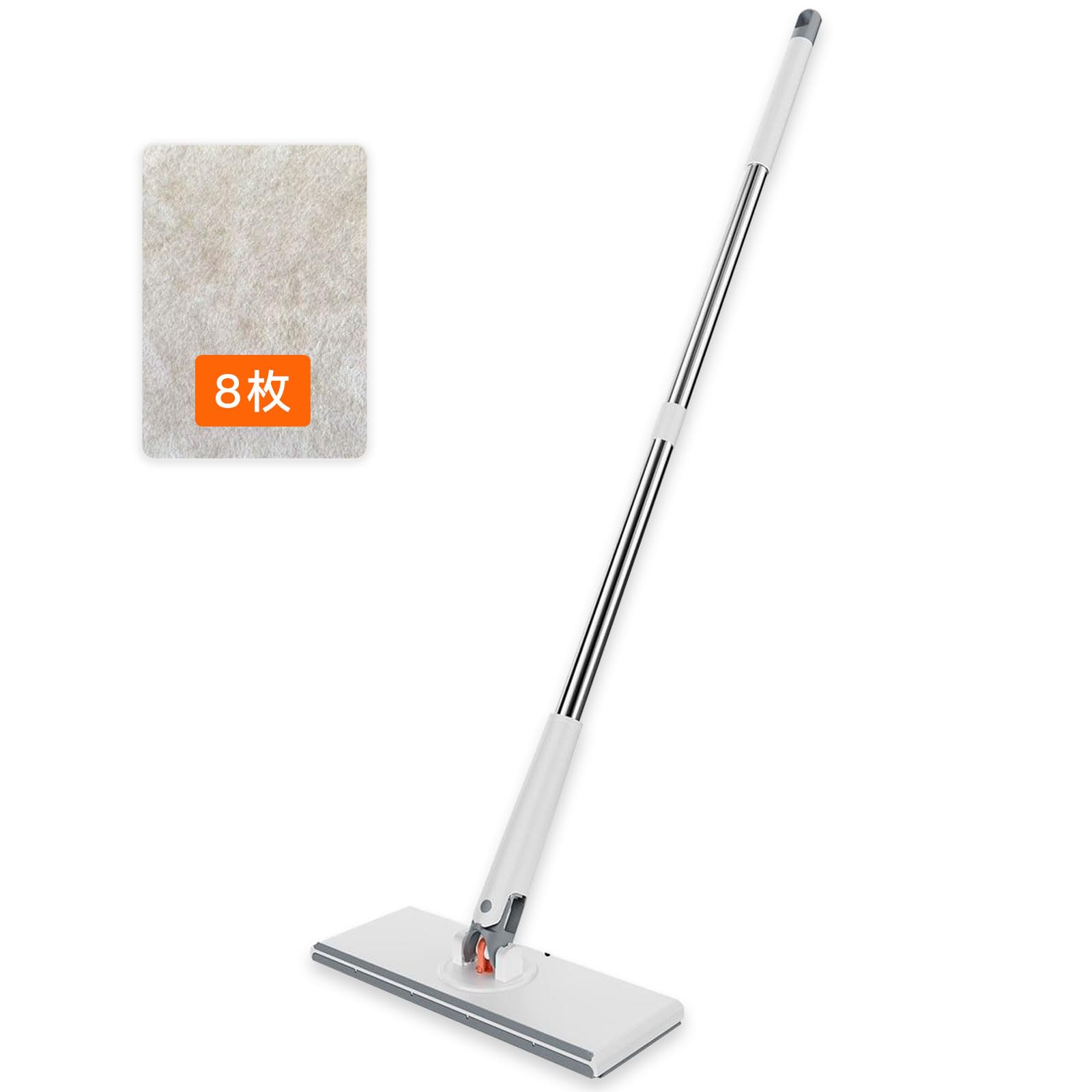 CozyHaven フロアワイパー クイックルワイパー 本体 1 秒で着脱 ワンタッチモップ ハンディ フロア用掃除道具 2in1 水切りワイパー 幅さ 26cm 3 段ポール 長さ 65cm-120cm 伸び縮みタイプ 乾湿両用モップ 雑巾ワイパー トイレ 隙間 ベランダ 玄関 窓 フロア フローリング 掃除道具 ダストクリーニング雑巾 8 枚