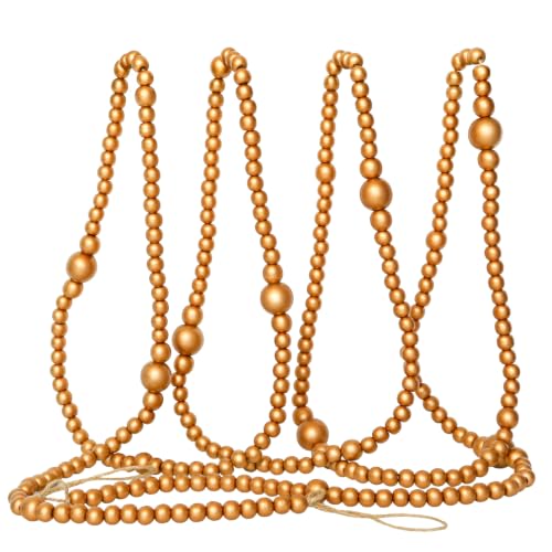 Gold Christmas Wood Bead Garland, 12 FT Farmhouse...