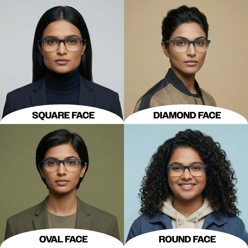 Image of SPECSMAKERS Single Vision Prescription Eyeglasses, Custom Order, Unisex, Large Size, TR90 Material, Above Average Durable Frame, Full Rim Rectangular Design,Frame Model No IPA1619