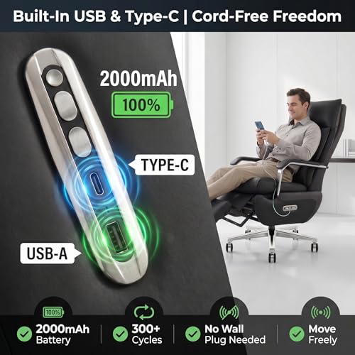 Image of Dual Motor Executive Office Chair with Footrest, One-Touch Reset, 170 Reclining Wide Seat Ergonomic Leather Desk Chair, 450LBS Big and Tall for Home&Office (Black)