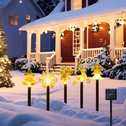 DAJASD Gartenstecker Solar Außen Weihnachten, 5 Stück LED...