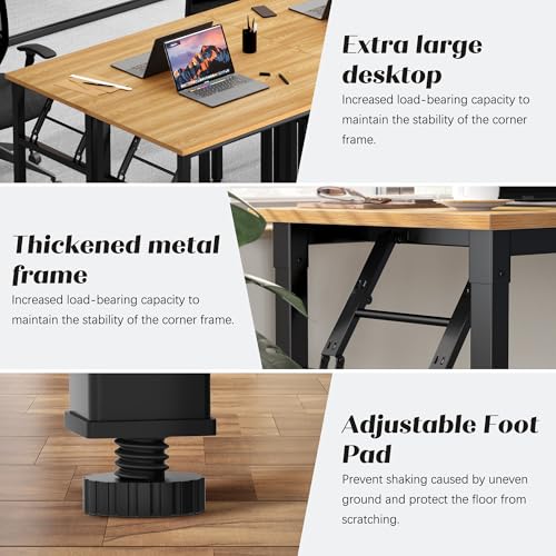 Image of Need Office Computer Desk 35.8 Inch Sturdy Folding Laptop Table Teak