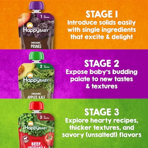 Happy Baby Organics Stage 2 Baby Food Pouches, Gluten Free, Vegan & Healthy Snack, Clearly Crafted Fruit & Veggie Puree, Fruit & Veggie Variety Pack, 4 Ounces (Pack of 10), Amazon Exclusive - Image 4