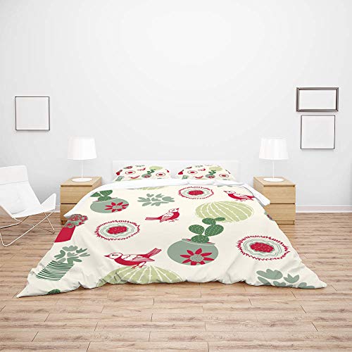 Housse de couette douce lavable en machine parure lit cactus de Noël - 4