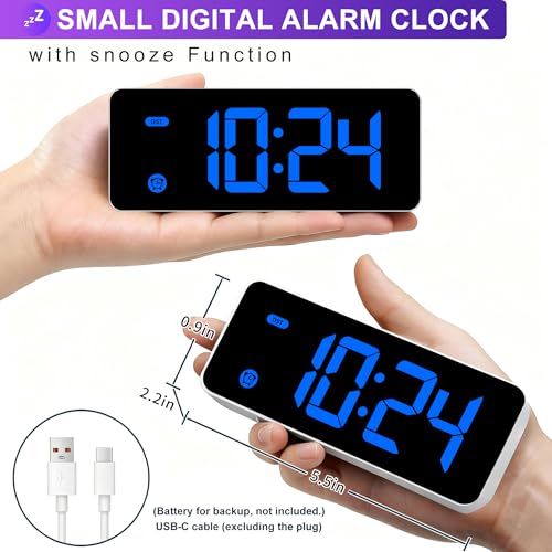 Image of HODIK Alarm Clock for Bedrooms, Kids Small Digital Clock, 4 Dimmable Backlight, 3 Adjustable Volumes with Snooze (B02)