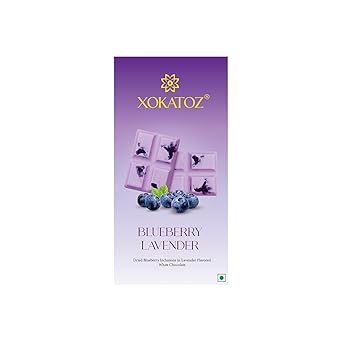 XOKATOZ Exotic Premium Chocolate - 1 Blueberry Lavender Flavoured White Chocolate Bars - Gift set - Pack of 1, 75g (75g x 1) - image, photos