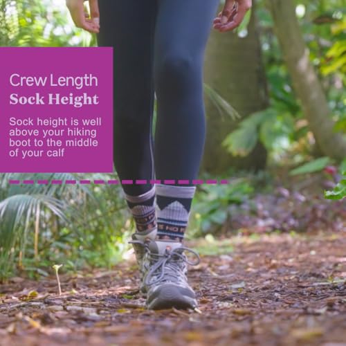 Image of ToughCutie No Planet B Merino Wool Socks for Women, Ladies Hiking Crew Socks, Warm Moisture Wicking Soft Cushion Boot Sock