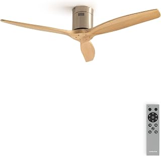 CREATE / WINDCALM M/Deckenventilator ABS Nickel Hellesholzflügel-Optik mit Fernbedienung / 40W, Leise, Ø132cm, Timer von 1 bis 4 Std., DC-Motor, Sommer-Winterbetrieb