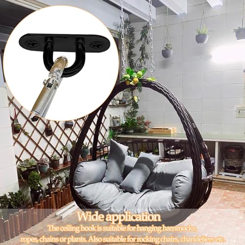 YUDAWN Augplatte Edelstahl, 4 Stück Wandöse Ösenplatte Deckenhaken Augplatte Schwerlast Decksplatte Wandhaken mit Schrauben für Aufhängen von Gegenständen Befestigungshaken Schwarz