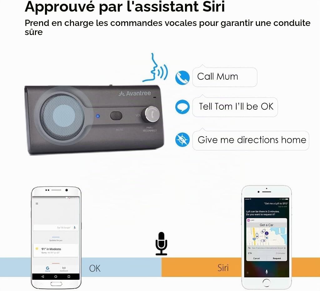 Avantree CK11 Bluetooth Kit Mains Libres Voiture, Haut-Parleur de qualité