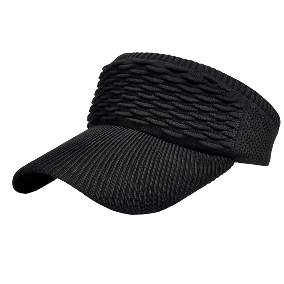Visor Viseira Esportiva Feminina Aba Longa Corrida Praia Tenis Volei Piscina Proteção Solar Chapeu Ajustavel Rabo de Cavalo Acessorio Fitness Touca (BR, Alfa, Único, Preto)