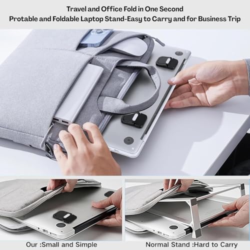 Image of 2PCS Portable Mini Laptop Stand - Adjustable Alloy Keyboard Riser with Rubber Feet and Non-Slip Pads, Lightweight Holder for Desk (Black)