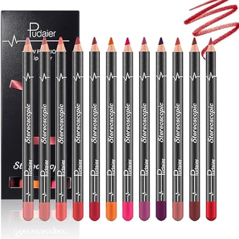 Aseawave Lip Liner Pencil, 12 pcs High Pigmented Creamy Matte Lip Liner Set, Girls and Women Lipstick Pen Lip Makeup Gift Sets for Daily/Travel/Party/Work Cover