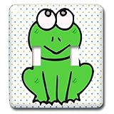 3DROSE llc. Lsp 116351 _ 2 cute Little Green Froggy Frog Cartoon Animal design pois background-double interruttore a levetta, multicolore