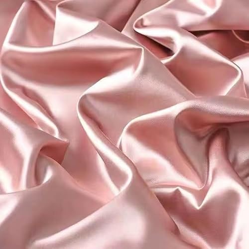 Satin Fabric by The Yard, Satin Fabric Silky & Shiny SmoothCloth Fabric Bridal Satin Fabric for Wedding Dress DIY Making Supplies Quilting Patchwork Clothing Sewing (Rose Gold, 1 Yard)