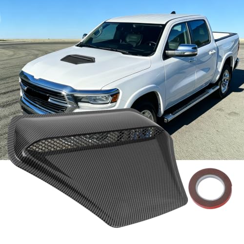 Image of DEERMOTOUniversal Hood Scoop for Cars,Hood Vents for Truck,Engine Hood Scoops for Pickup,Suit for Dodge Ram 1500 2500 3500Chevy Silverado, F-150, F-250, F-350, Colorado（Carbon Fiber Pattern）