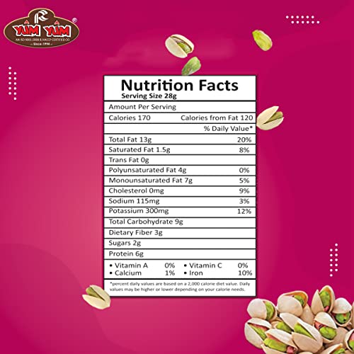 Image of YUM YUM Premium Californian Roasted & Salted Pistachios 250g Value Pack | Pista Dry Fruit, Shelled Nuts Crunchy & Delicious Healthy Snack | Fibers & Anti-oxidants, Low Cholesterol with Zero Trans Fat