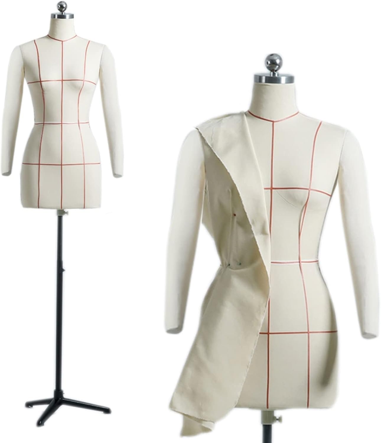 Manichino femminile per abito da donna, corpo in polistirolo regolabile per cucito, sartoria ed esposizione con braccia