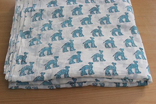 Tkanina bawełniana z nadrukiem blokowym Indyjska tkanina ręcznie drukowana, miękka tkanina bawełniana od The Yard Fabric, Jaipuri Kurti drukowana tkanina na letnią sukienkę (20 jardów)