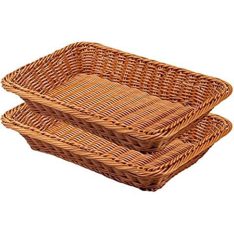Cesta de Pan Orrdiffi Trenzada de Plástico, Set de 2 Cover
