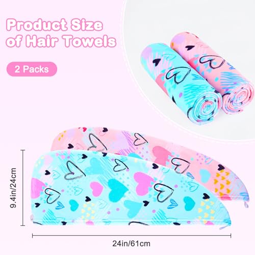 Image of FIOBEE Microfiber Hair Towel Wrap for Kid Girls Rapid Drying Hair Turbans | Absorbent & Soft Hair Wrap Towel, Easy Wear On With Button, For Girls Women Long Curly Hair, Turbie Twist Hair Towels