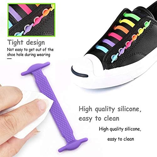 No Tie Shoelaces,3 Pair No Tie Shoe Laces Silicone Tieless Shoelaces Elastic Laces for Kids and Adults Sneaker Boots Board Running Sports Canvas Shoes Black White Muticolor