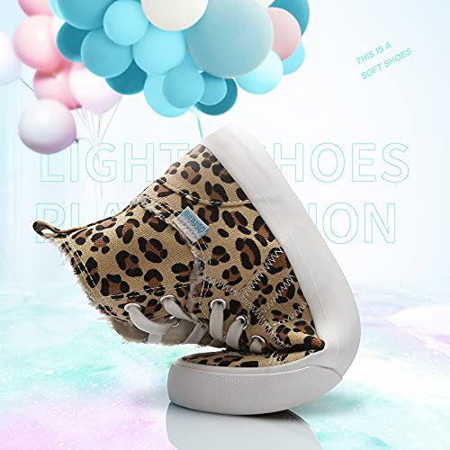 Obtaom Women High Top Canvas Sneaker Casual Mid Fashion Walking Shoe Comfortable Memory Foam Hi Skate Shoes（Leopard Us5） #TOP5