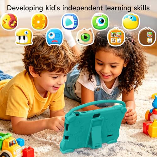 Image of YQSAVIOR Kids Tablets, Android 12 Tablet for Kids, 4GB RAM 32GB ROM Toddler Tablet 7 inch IPS Screen, Parental Control, 2+5MP Dual Camera, Shockproof Case for Educational Games (Green)