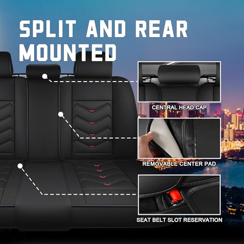 Image of CTDS Car Seat Covers for VW Tiguan 2009-2026, Stylish Sport Seat Cover, Premium Nappa Leather Car Seat Cover. Automobile Seat Covers Sets.(Luxury 5 Seats /Black)