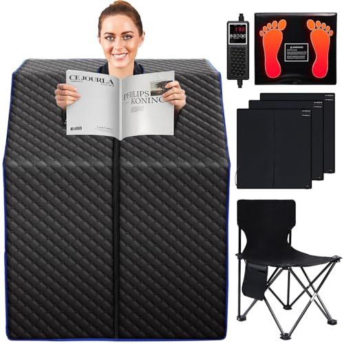 RRGFB Infrared Sauna Box for Home, Portable Personal Dry Sauna for Relaxation, Detoxification, Carbon Crystal Heating, 9 Levels, 3.3'x2.9'x2.6' by RRGFB - Used condition - US$110.77