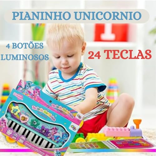 PIANINHO musical infantil UNICORNIO com luz e som animais piano criança didatico educativo interativ