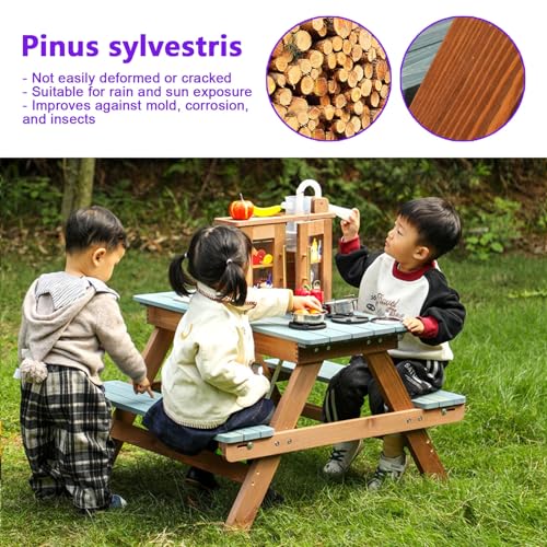 Table pique nique bois avec table à eau pour stimuler les petits - 5