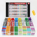 TMH 372 Pcs Car Fuse Assortment Kit, 96 Standard Blade Fuses Automotive + 96 Mini Fuses + 96 LP Mini + 84 Micro2 Fuse + 1 Puller – for Auto RV Truck Boat (2A 5A 7.5A 10A 15A 20A 25A 30A 35A)