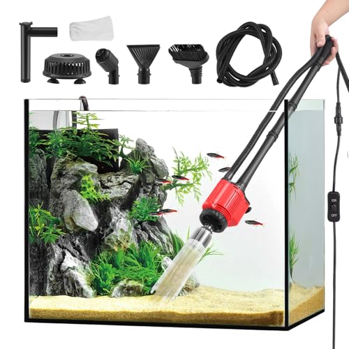 Nettoyeur Électrique pour Aquarium, 6 en 1 Aspirateur de Gravier pour Aquarium, 28W Nettoyage Changeur D'eau Automatique, pour Changement D'eau,Nettoyage du...