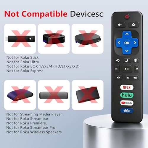 Image of (4 Pack) Replacement Remote for Roku TV, Universal Remote for TCL Roku TVs