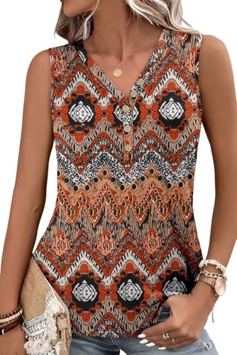 KISSMODA Womens Boho Tops for Summer Sleeveless Tanks Loose Fit Casual Blouse Daily Shirts for Leggings (S-3XL)