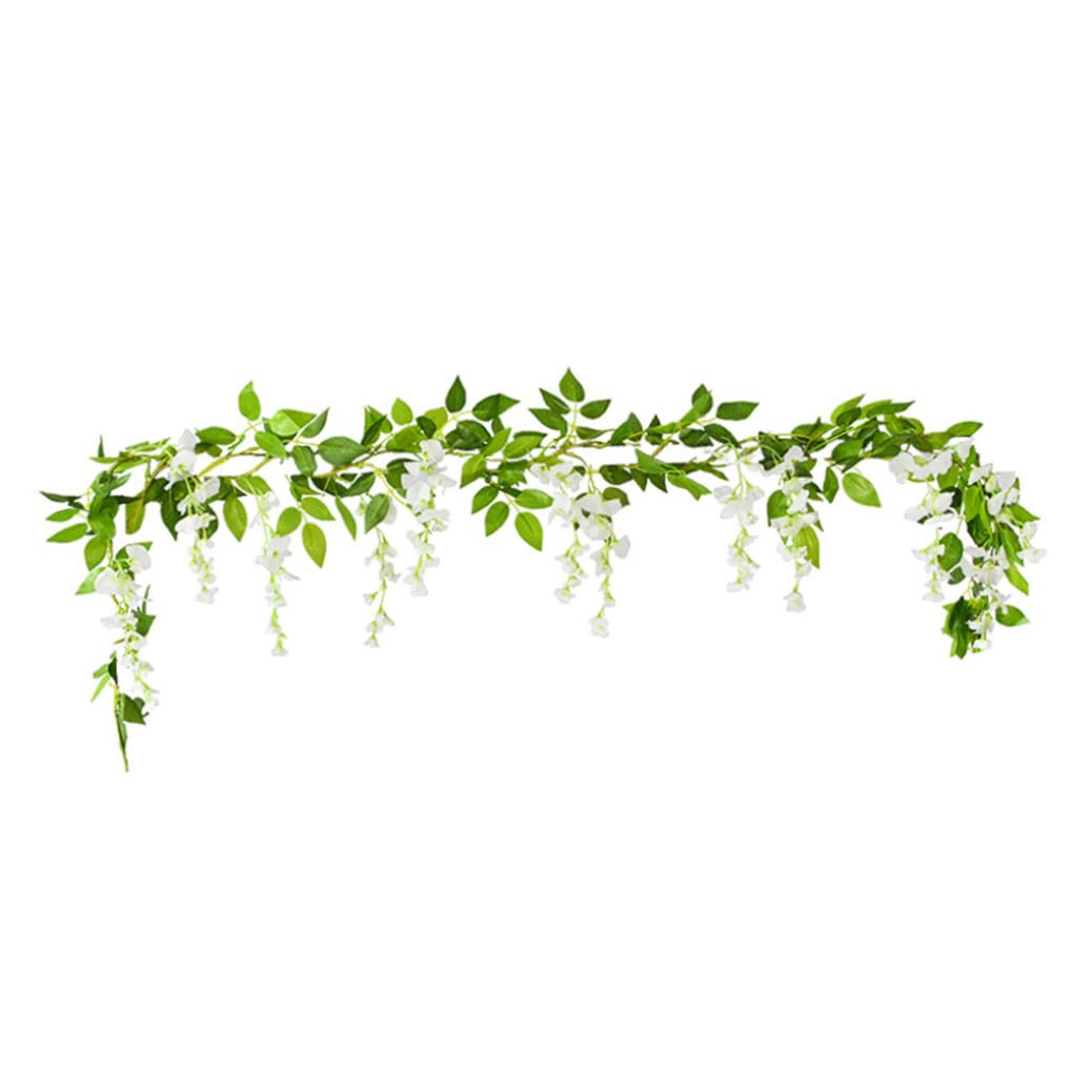 Tsawntd Artificial Flowers Vine Hanging Garland with Flowers Hanging Wall Decorations for Wedding Party White 5.9 ft White Garland Rose Vine Artificial Flower Vines