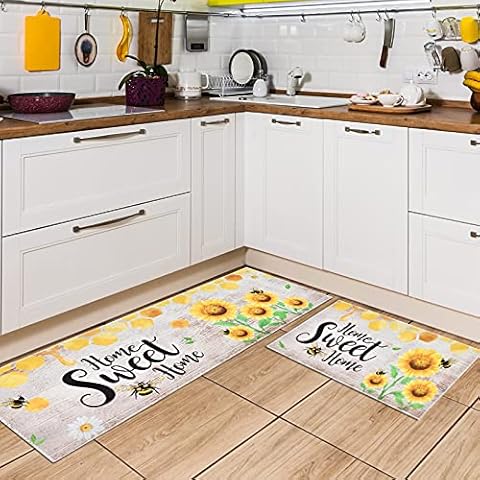 WERNNSAI Sunflower Non-Slip Kitchen Mats Set Cover