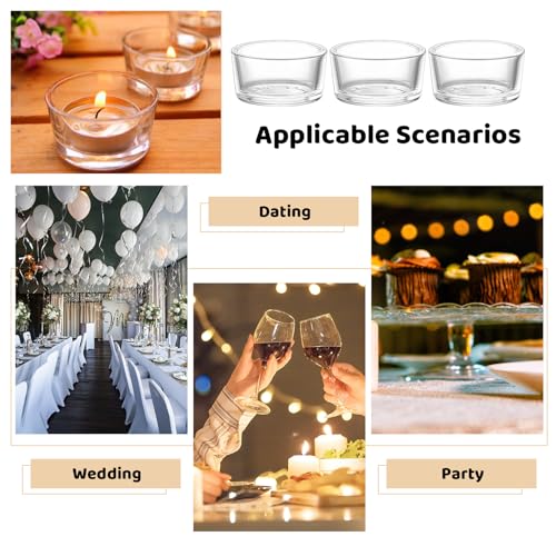 12er Pack Teelichtgläser Set, Teelichthalter Glas Teelichthalter Set, Klar Kerzengläser, Kerzen Teelicht Gläser für Hochzeit Geburtstag Tischdekoration Party Dekoration(4,5 cm Dm x 2,5 cm Höhe)