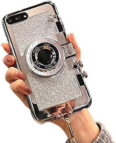 UCLL Camera Case for iPhone 6 Plus and iPhone 6s Plus New Modern 3D Vintage Style Portable Mirror Bling Camera Design Soft Cover for 5.5 iPhone 6 Plus/iPhone 6s Plus(Silver)